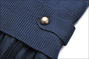 法米姿 新款圓領(lǐng)氣質(zhì)收腰顯瘦拼接毛織網(wǎng)紗針織假兩件連衣裙98367